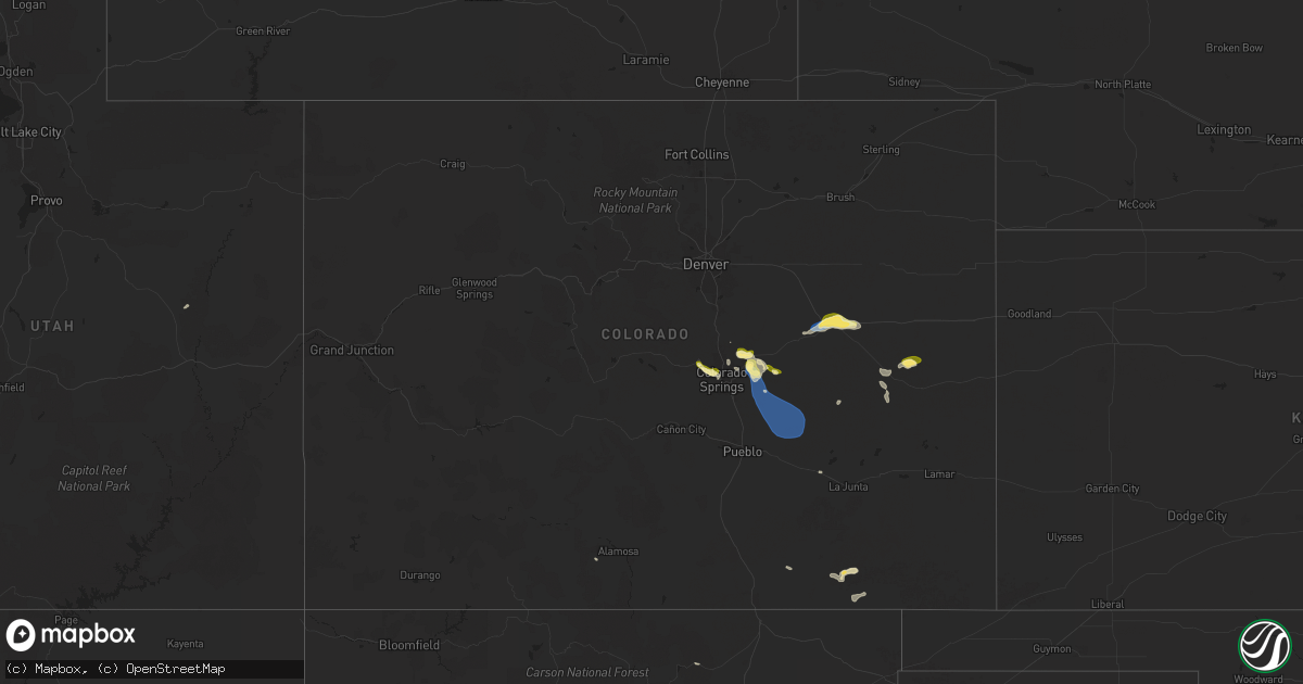 Hail map in Colorado on August 20, 2024