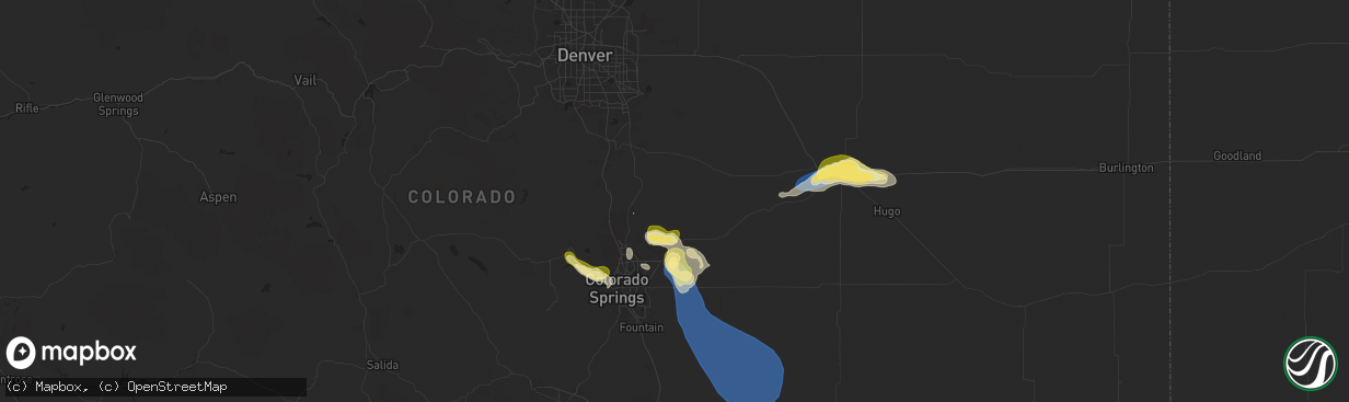 Hail map in Elbert, CO on August 20, 2024