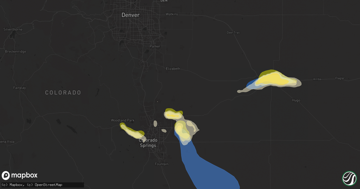Hail map in Elbert, CO on August 20, 2024