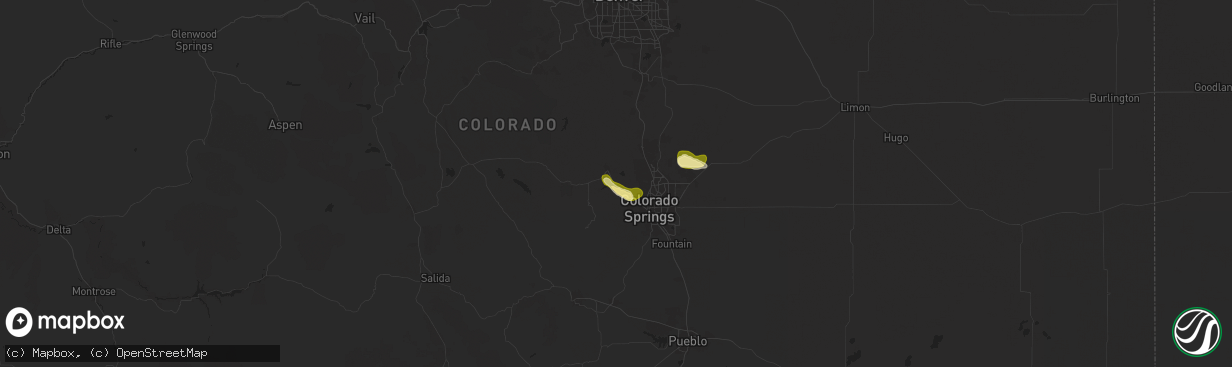 Hail map in Green Mountain Falls, CO on August 20, 2024