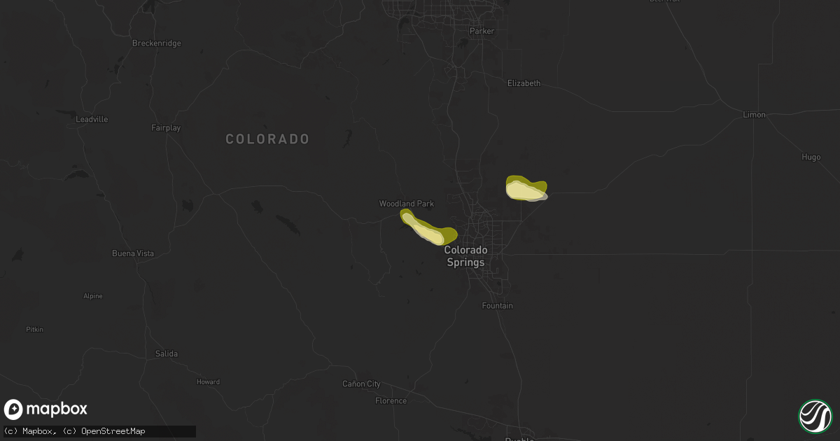Hail map in Green Mountain Falls, CO on August 20, 2024