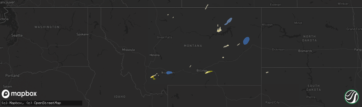 Hail map in Montana on August 20, 2024