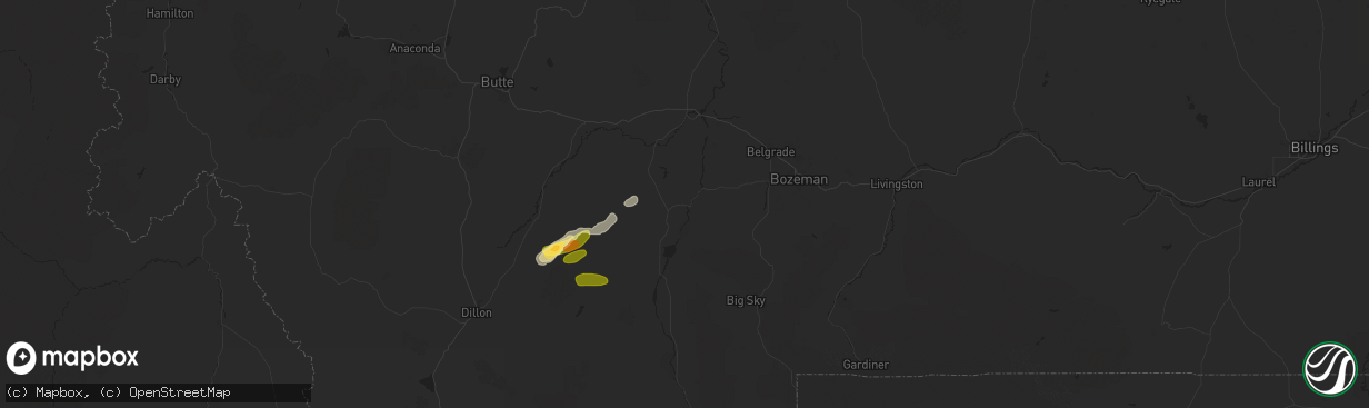 Hail map in Norris, MT on August 20, 2024