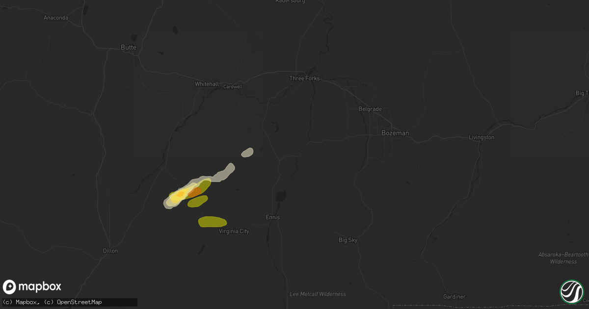 Hail map in Norris, MT on August 20, 2024