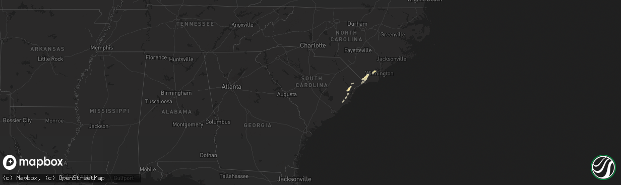 Hail map in South Carolina on August 20, 2024