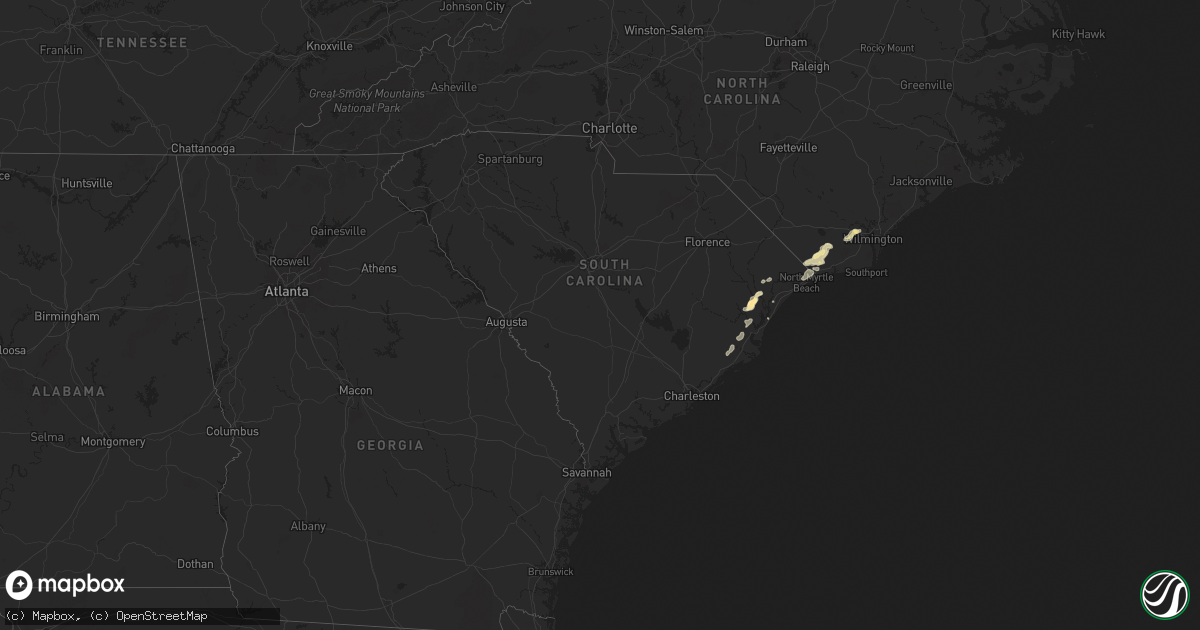 Hail map in South Carolina on August 20, 2024