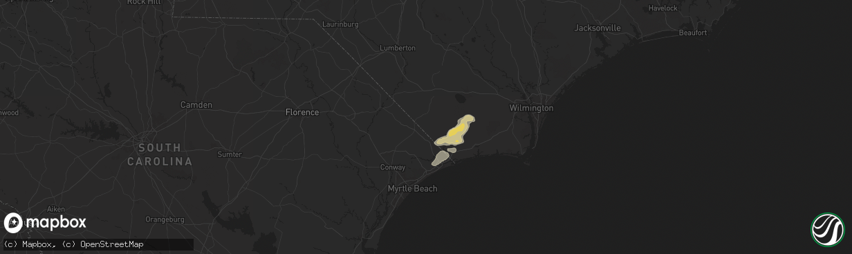 Hail map in Tabor City, NC on August 20, 2024