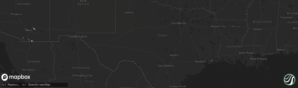 Hail map in Texas on August 20, 2024