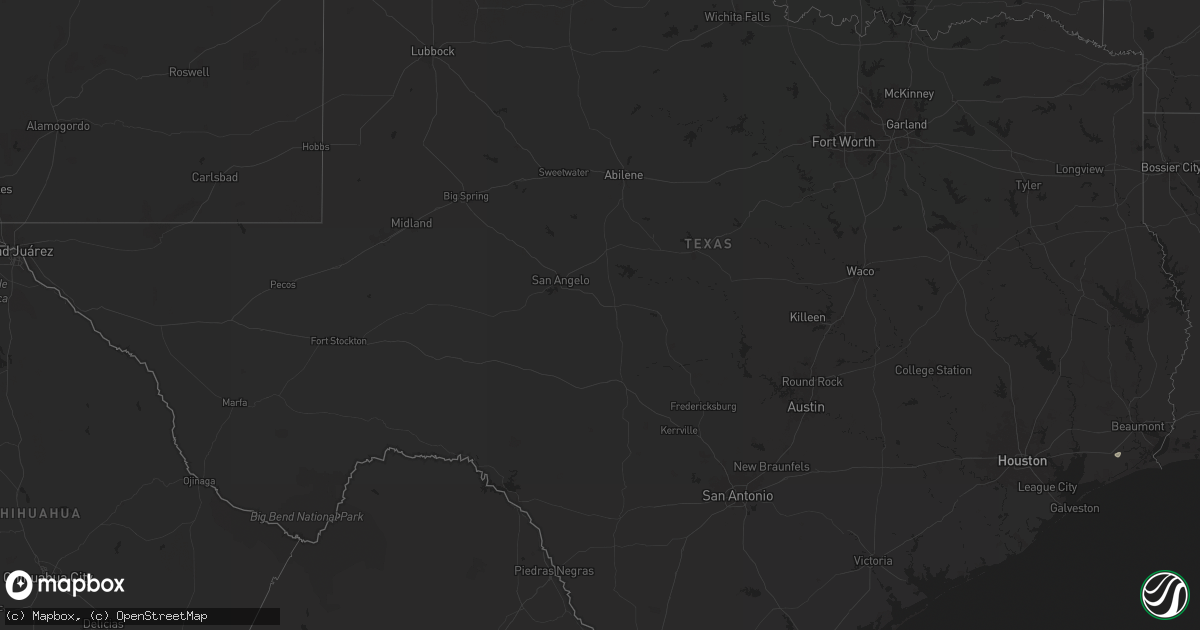Hail map in Texas on August 20, 2024