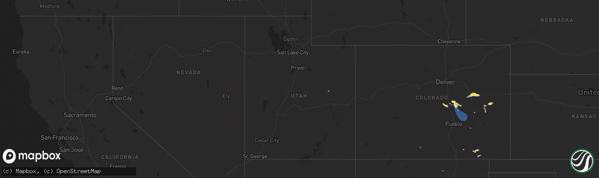 Hail map in Utah on August 20, 2024