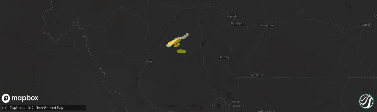 Hail map in Virginia City, MT on August 20, 2024