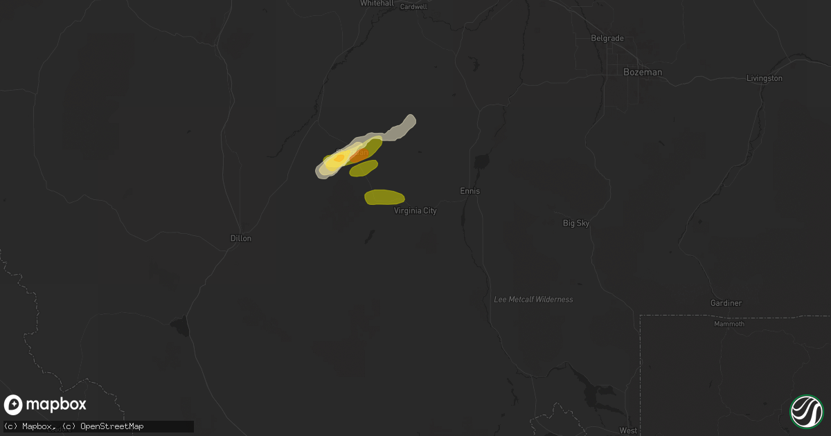 Hail map in Virginia City, MT on August 20, 2024