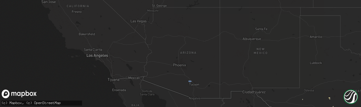 Hail map in Arizona on August 20, 2025