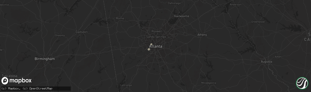 Hail map in Atlanta, GA on August 20, 2025
