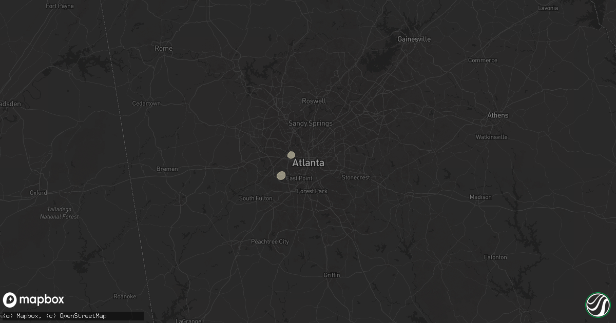 Hail map in Atlanta, GA on August 20, 2025