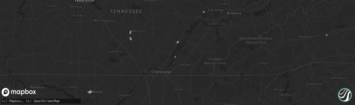 Hail map in Birchwood, TN on August 20, 2025