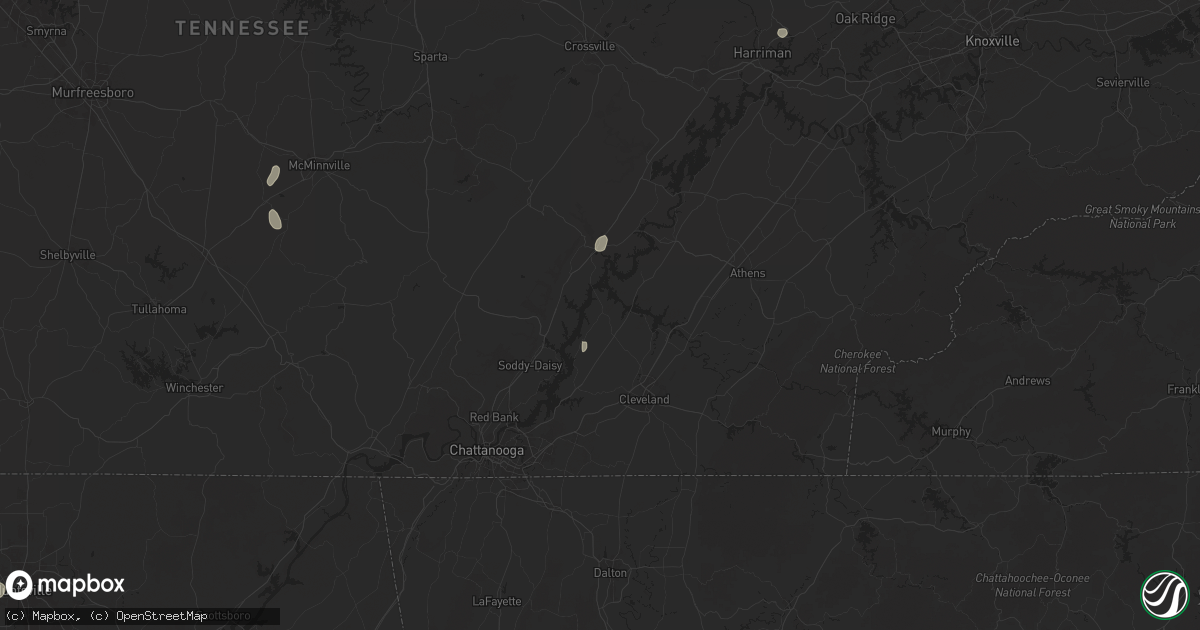 Hail map in Birchwood, TN on August 20, 2025