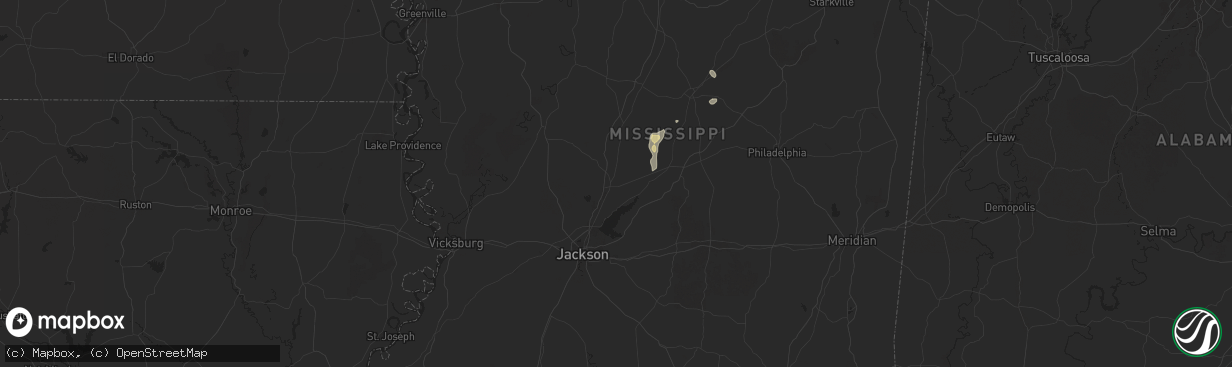 Hail map in Canton, MS on August 20, 2025