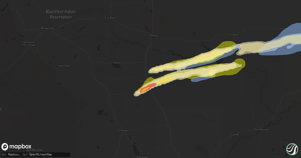 Hail map in Conrad, MT on August 20, 2025
