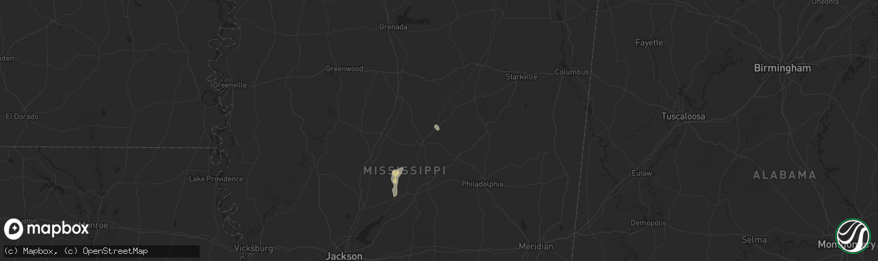 Hail map in Ethel, MS on August 20, 2025