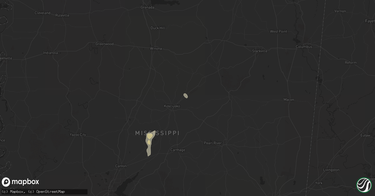 Hail map in Ethel, MS on August 20, 2025