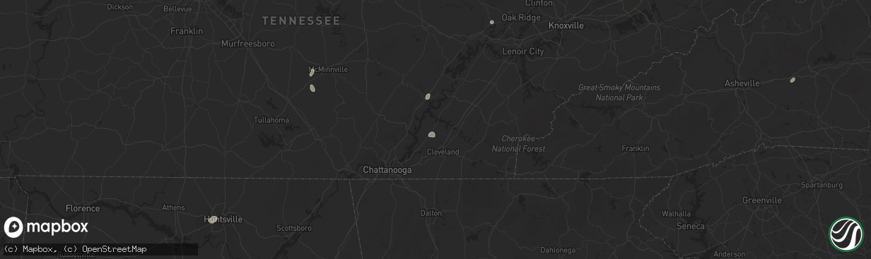 Hail map in Georgetown, TN on August 20, 2025