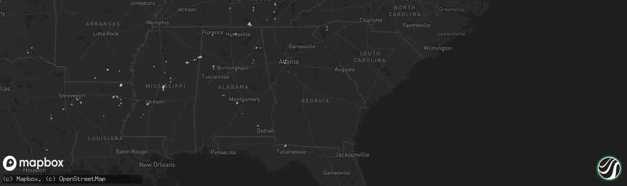 Hail map in Georgia on August 20, 2025