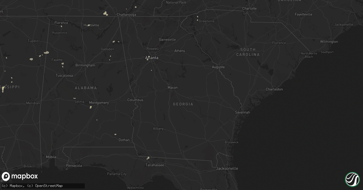 Hail map in Georgia on August 20, 2025