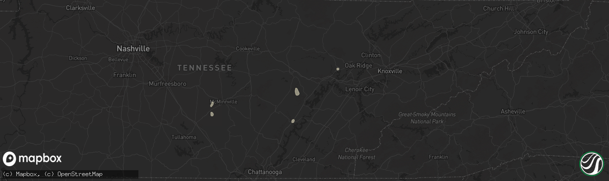 Hail map in Grandview, TN on August 20, 2025