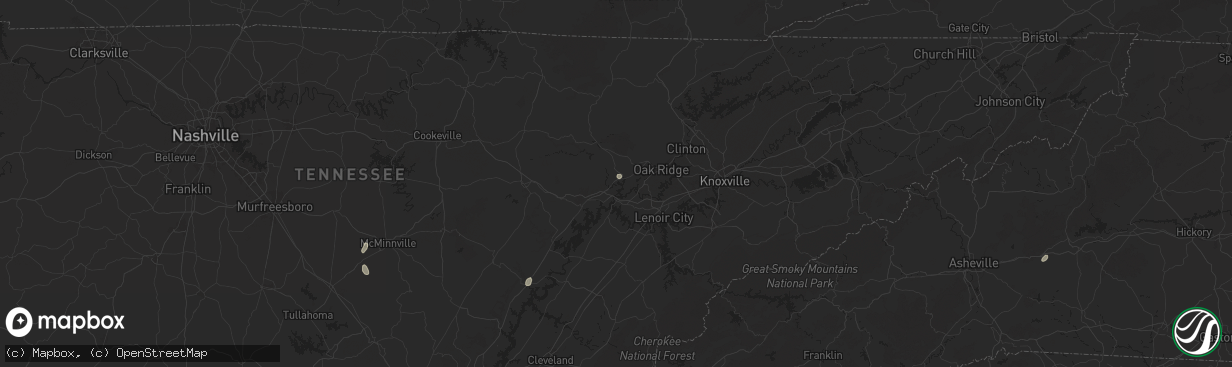 Hail map in Harriman, TN on August 20, 2025