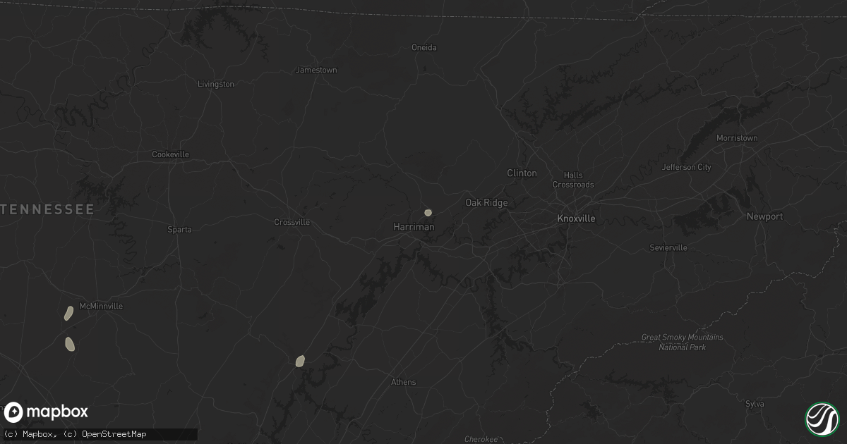 Hail map in Harriman, TN on August 20, 2025