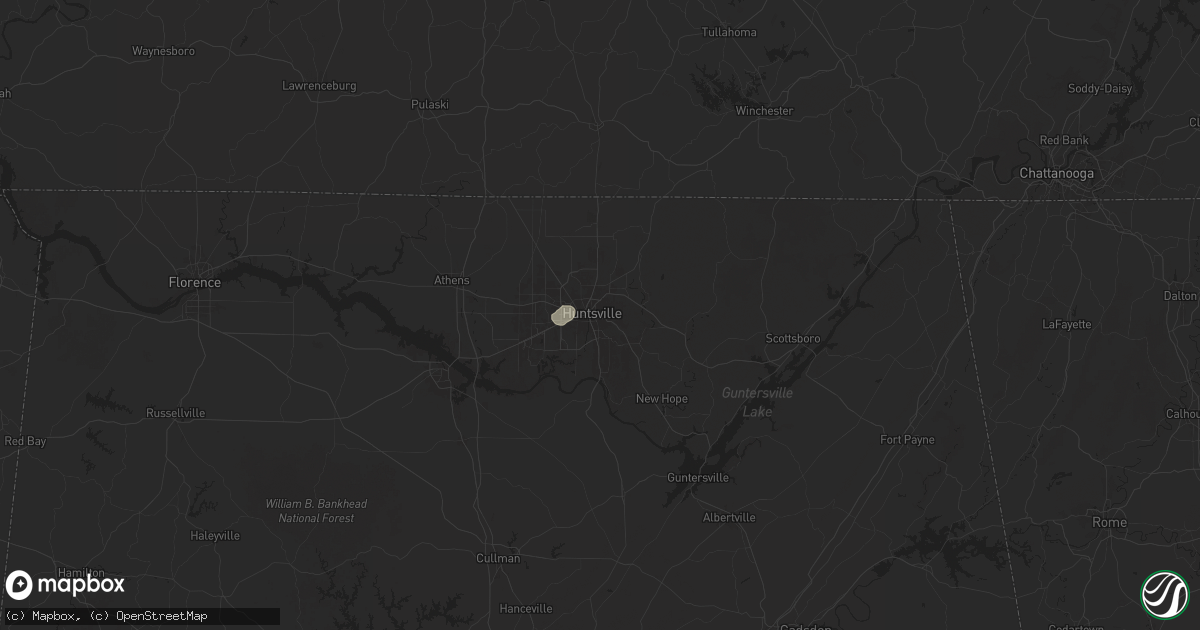 Hail map in Huntsville, AL on August 20, 2025