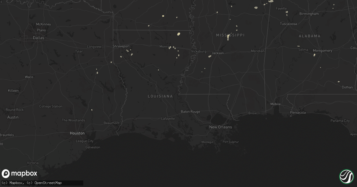 Hail map in Louisiana on August 20, 2025