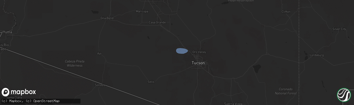 Hail map in Marana, AZ on August 20, 2025