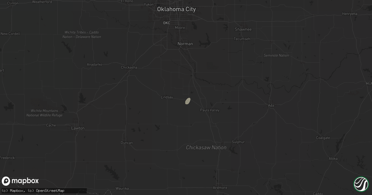 Hail map in Maysville, OK on August 20, 2025