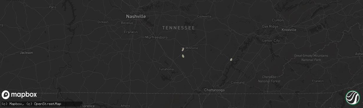Hail map in Morrison, TN on August 20, 2025