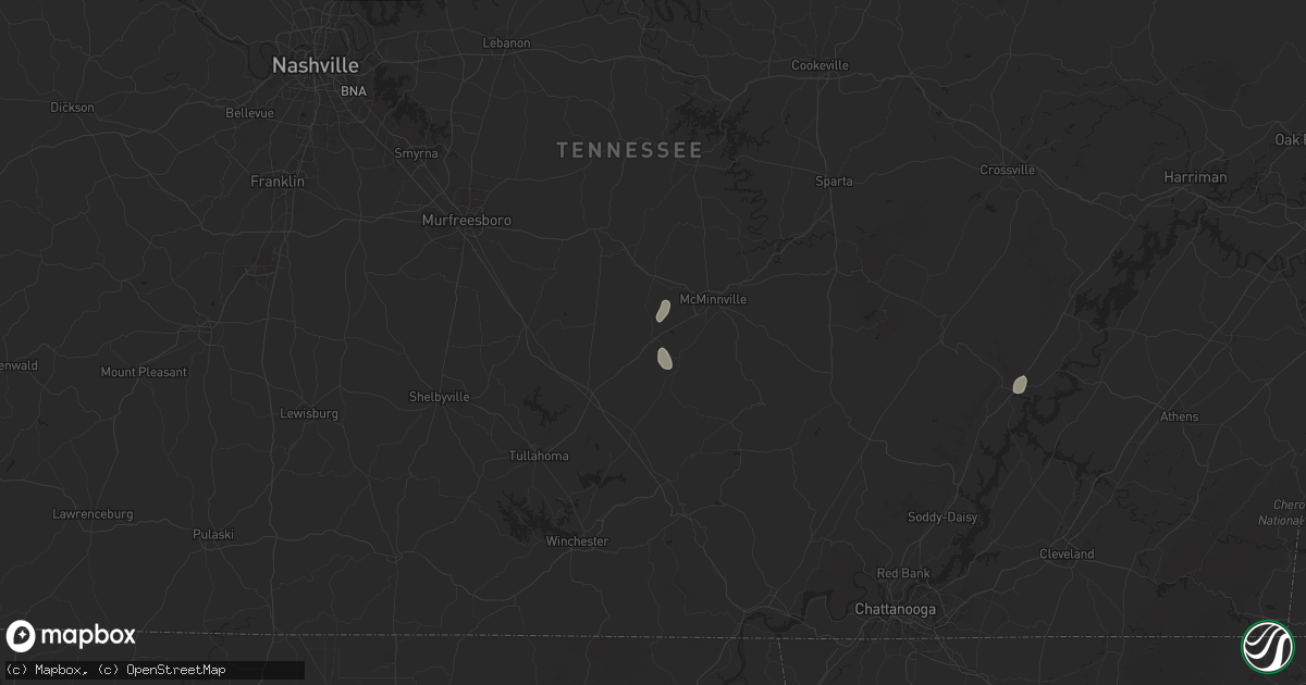 Hail map in Morrison, TN on August 20, 2025