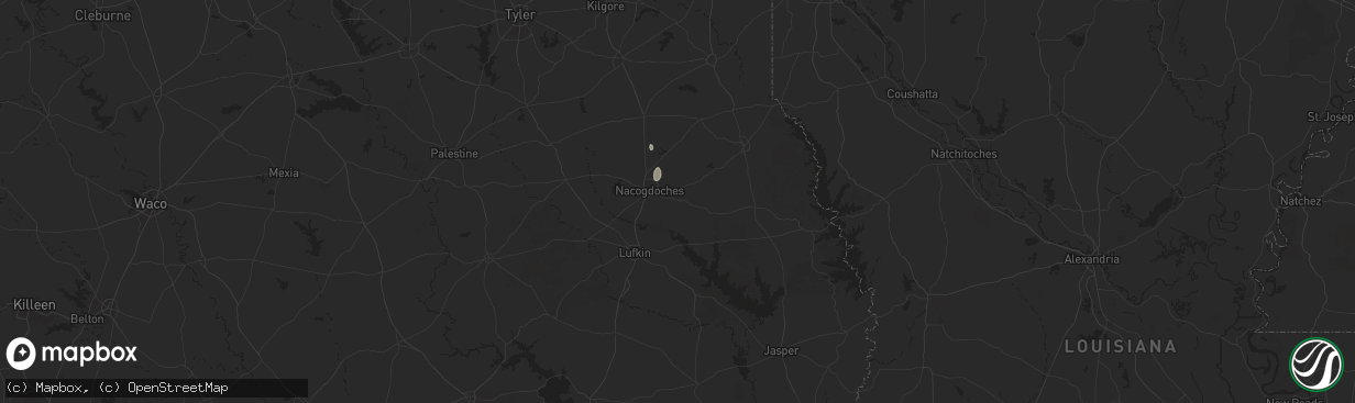 Hail map in Nacogdoches, TX on August 20, 2025