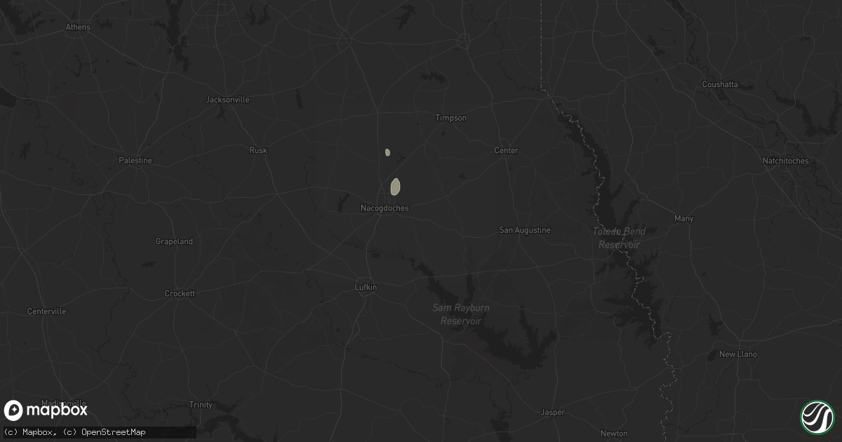 Hail map in Nacogdoches, TX on August 20, 2025