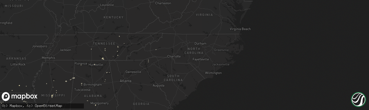 Hail map in North Carolina on August 20, 2025