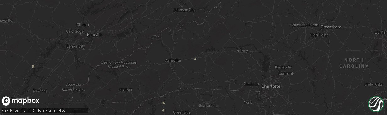 Hail map in Old Fort, NC on August 20, 2025