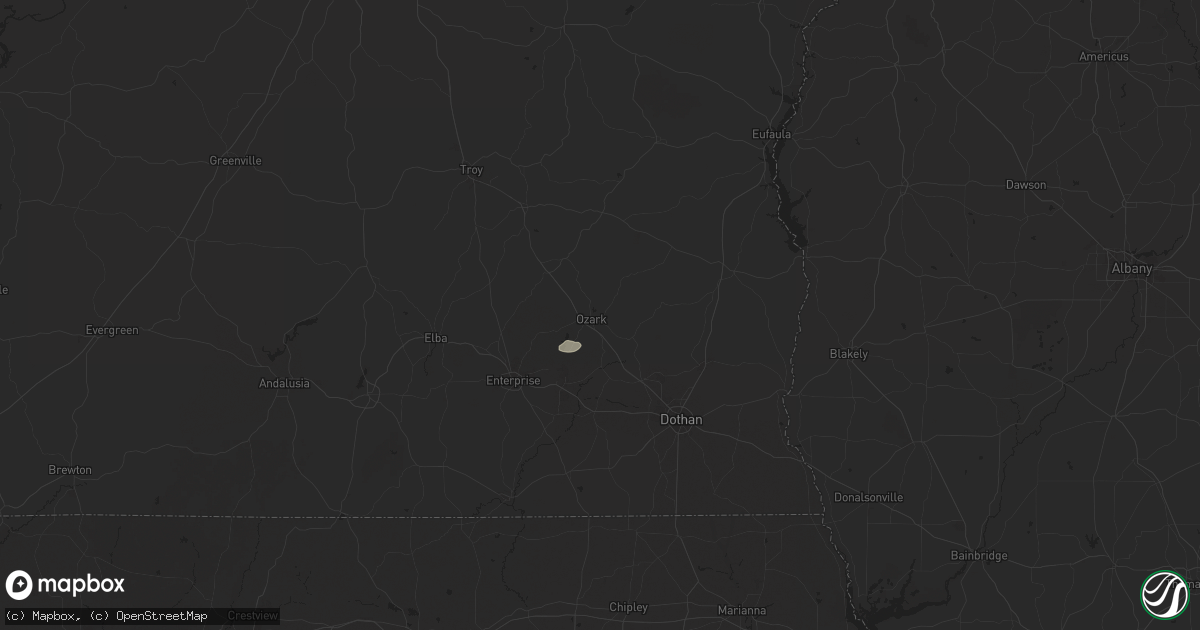 Hail map in Ozark, AL on August 20, 2025