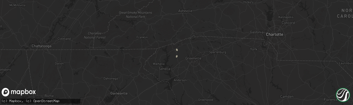 Hail map in Pickens, SC on August 20, 2025