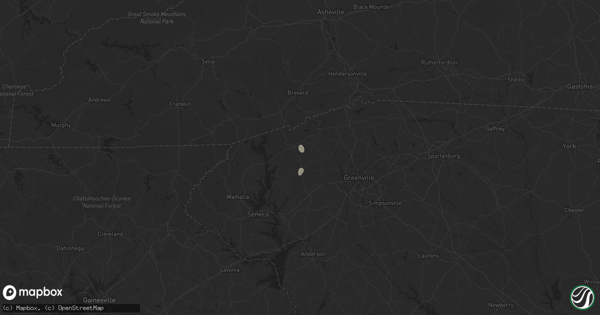 Hail map in Pickens, SC on August 20, 2025