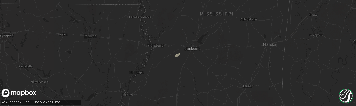 Hail map in Raymond, MS on August 20, 2025