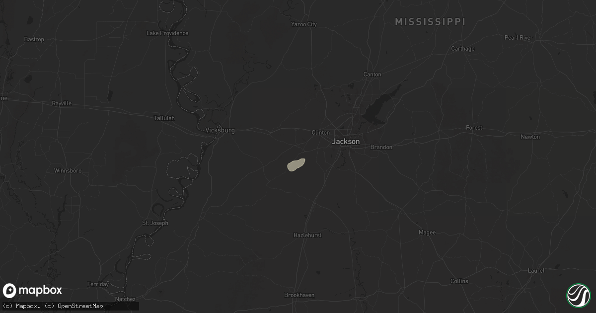 Hail map in Raymond, MS on August 20, 2025