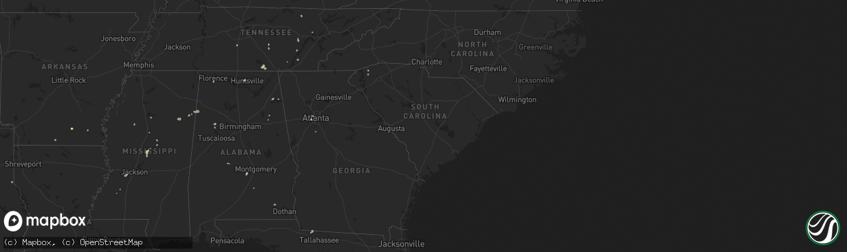 Hail map in South Carolina on August 20, 2025