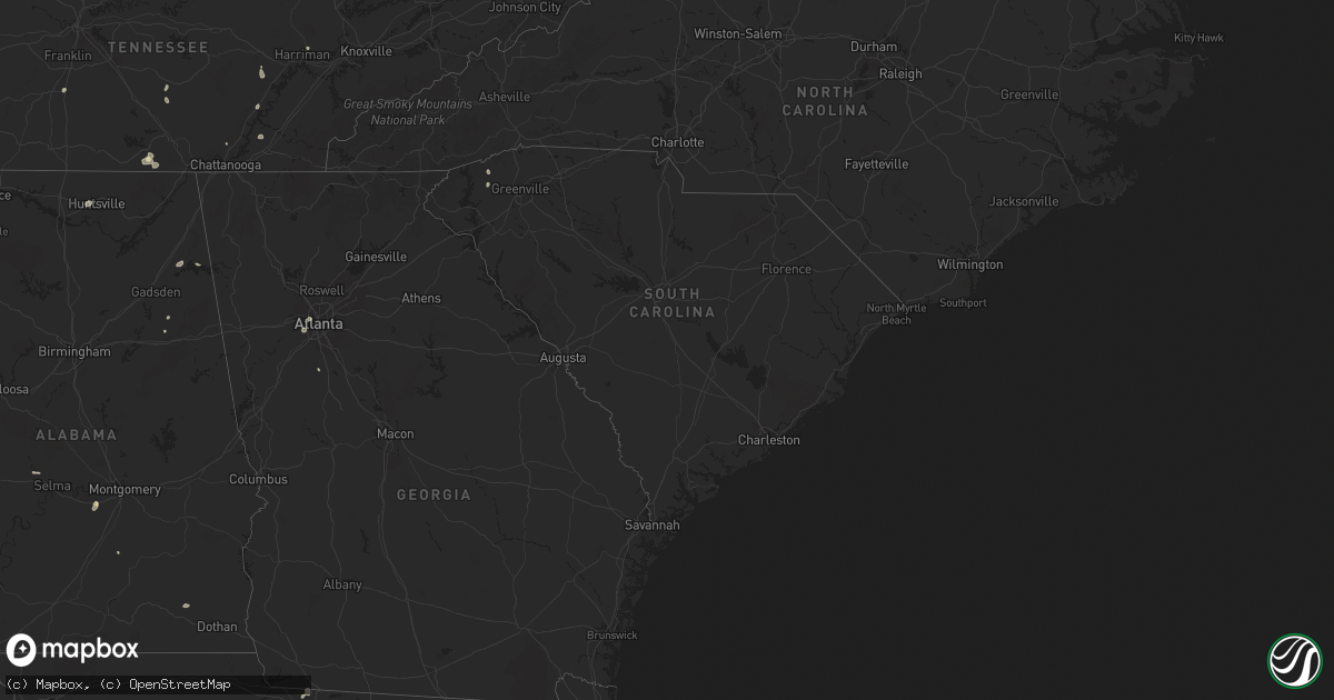 Hail map in South Carolina on August 20, 2025