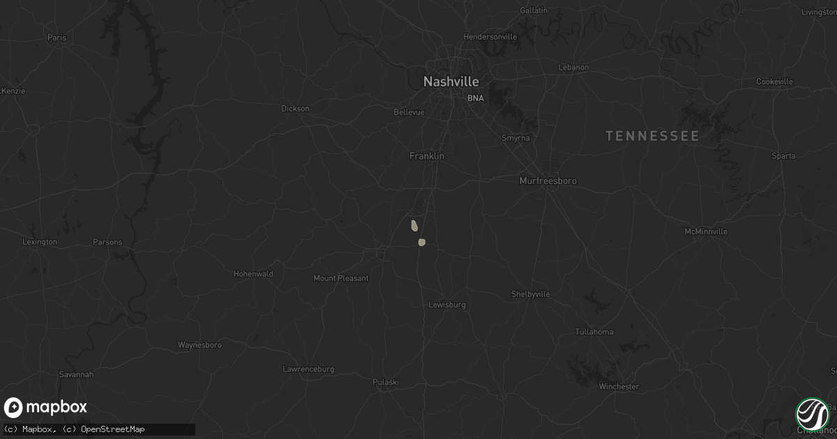 Hail map in Spring Hill, TN on August 20, 2025