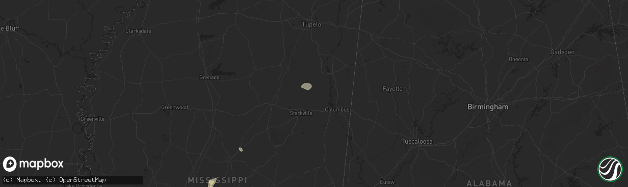 Hail map in West Point, MS on August 20, 2025